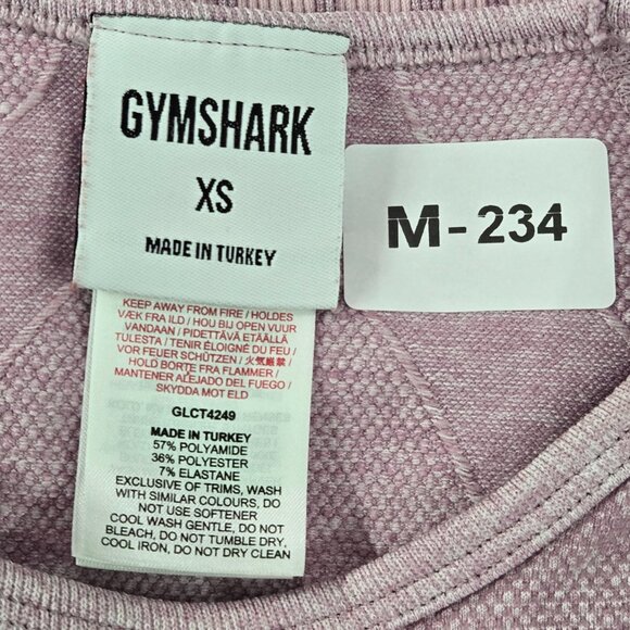 Gymshark Women Activewear Top XS Pink Long Sleeve Logo Cropped Thumbholes - Picture 2 of 7